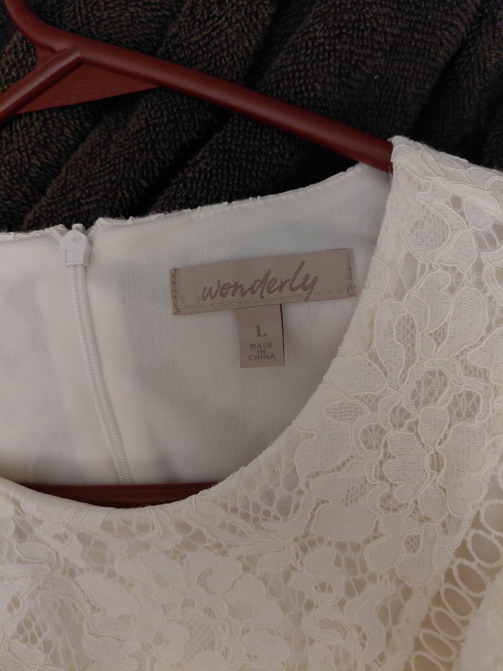 Wonderly White Floral Lace Ruffle Peplum Long Sleeve Top Blouse Large L - Picture 2 of 7